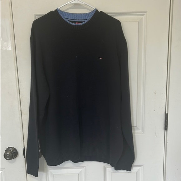 Tommy Hilfiger Blue Crewneck Sweater with Logo size XL men’s navy blue sweater - Picture 1 of 4